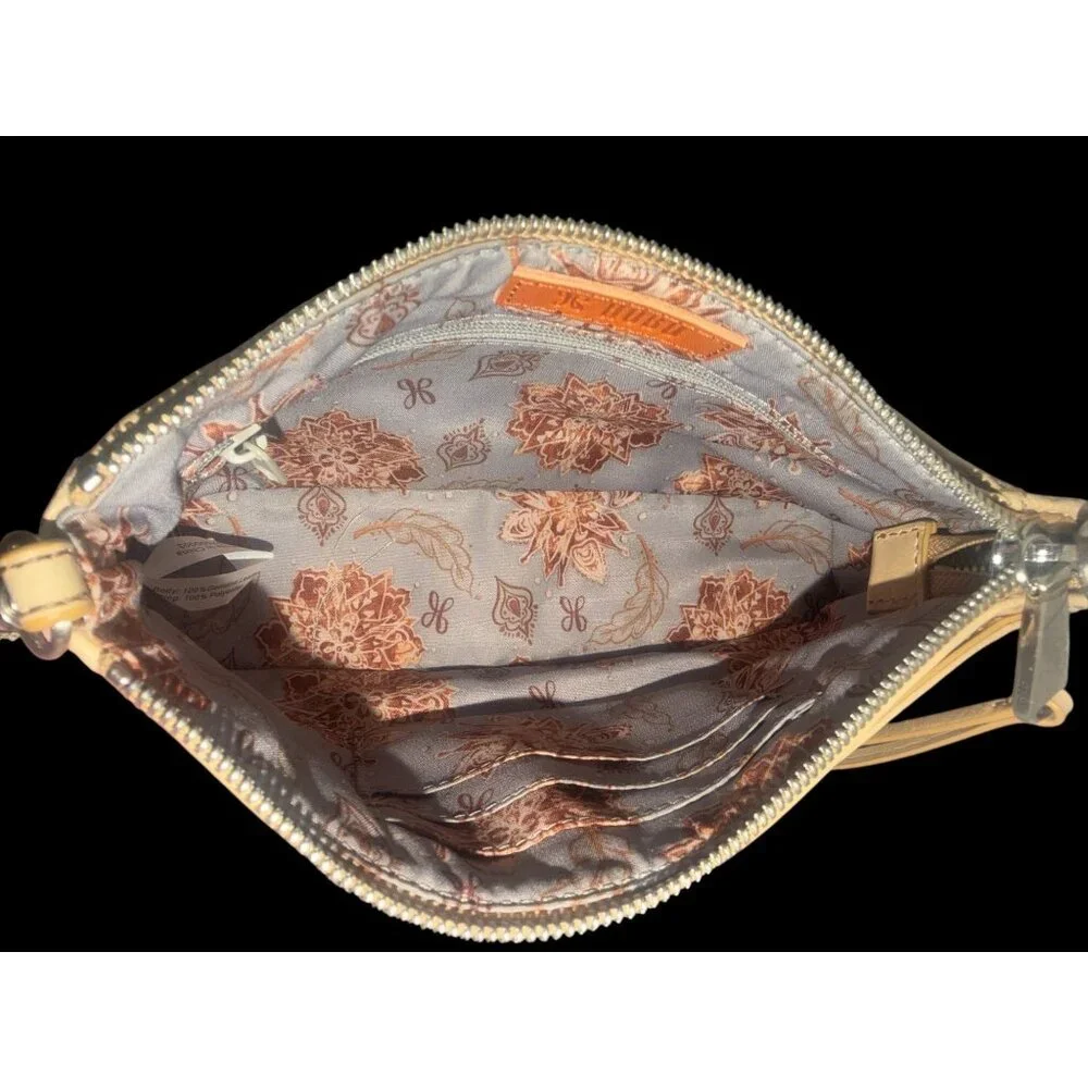 Hobo Cadence Convertible Crossbody Beige Distressed Leather Clutch Shoulder Bag - Picture 11 of 12